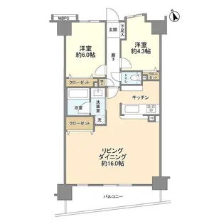 クリオ横浜関内参番館【8階】の間取り