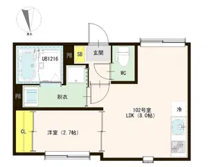ハーモニーテラス仲六郷【1階】の間取り