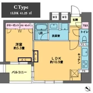 カスタリア人形町II【6階】の間取り