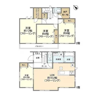 千葉県野田市上花輪【一戸建】の間取り