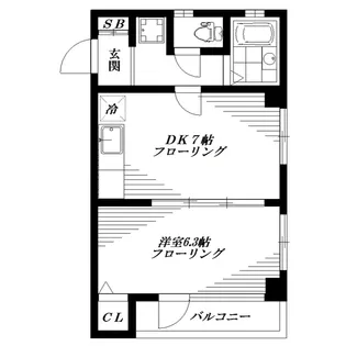 1DKの間取り画像