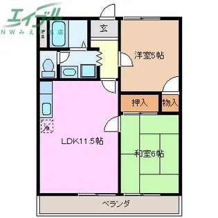 ハピネス千代11棟【2階】の間取り