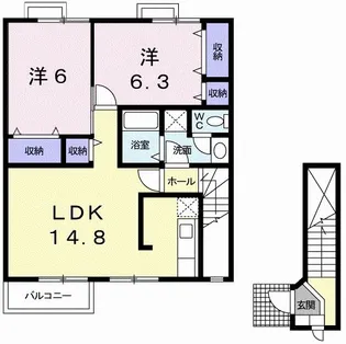 エントピア名和北A【2階】の間取り