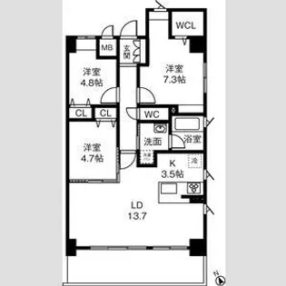 レジーナヒルズ覚王山【5階】の間取り