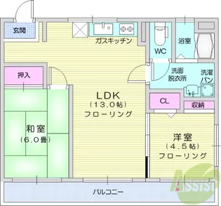 コーポ馬渕【3階】の間取り