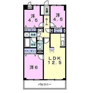 グランディア壱番館【5階】の間取り