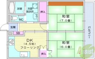 メゾン二木【2階】の間取り