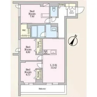 LYNN竹園【3階】の間取り