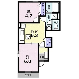ラフィーネB【1階】の間取り