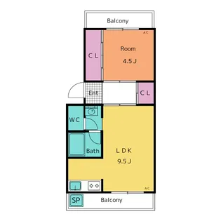 第三大友ハイツ【3階】の間取り