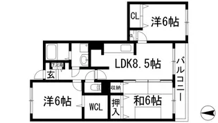 ハーティス宝塚【2階】の間取り