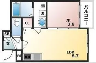 GRANDIR矢田【1階】の間取り
