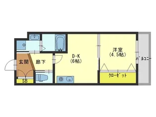 ジュネスシャトー深江橋【4階】の間取り