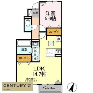 カーサ・ドマーニB棟【1階】の間取り