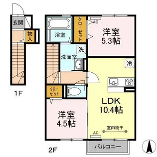 サニースクエア【2階】の間取り