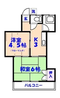 大洲サンハイツ【2階】の間取り