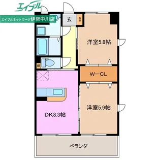 アンジューV【8階】の間取り