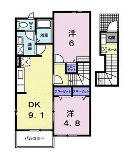 広島県福山市神辺町字徳田【アパート】の間取り