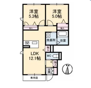 南小松原A【1階】の間取り
