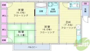 ツインクル中田【2階】の間取り