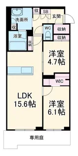 2LDKの間取り画像