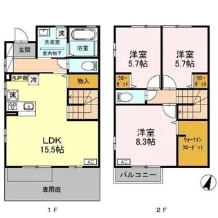新潟県長岡市鉄工町1【一戸建】の間取り