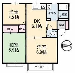 シャトレ庄内 A棟【1階】の間取り