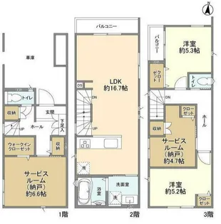 神奈川県横浜市旭区万騎が原【一戸建】の間取り
