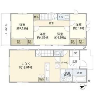 神奈川県横浜市鶴見区駒岡1【一戸建】の間取り