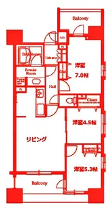 パークフラッツ横濱公園【9階】の間取り