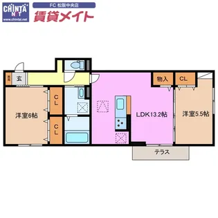 ディーシャンブル大黒田II【1階】の間取り