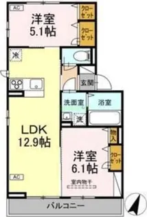 クレージュ大和町【3階】の間取り