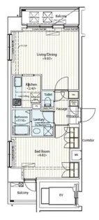 ドゥーエ新富町【12階】の間取り