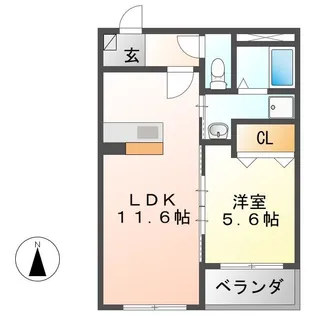 グレーヴェル【1階】の間取り