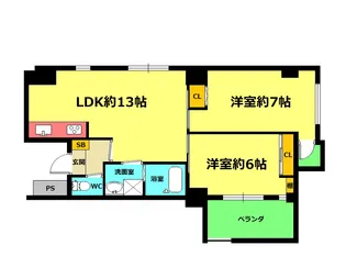 ヒルズ扇町【5階】の間取り