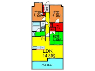 サンメゾン香里園エルグレ-ス【10階】の間取り