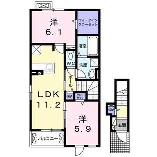 モン アンテリユール桃山K【2階】の間取り