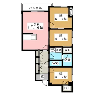本町アパートメントF棟【1階】の間取り