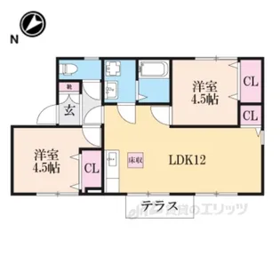レークハイツちぼり【1階】の間取り