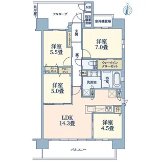 レ・ジェイド南港HANA-TERRACE【2階】の間取り