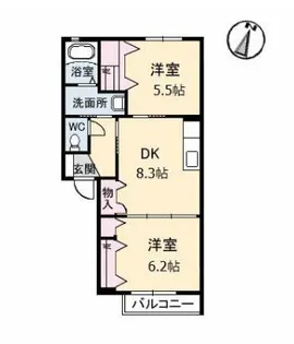 クレスト山手【2階】の間取り