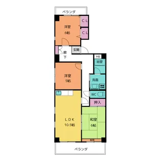 サウス中平【6階】の間取り