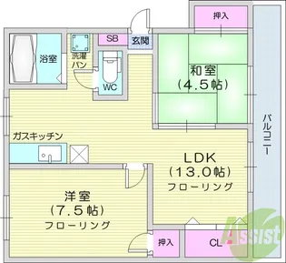 幸町コーポ【2階】の間取り