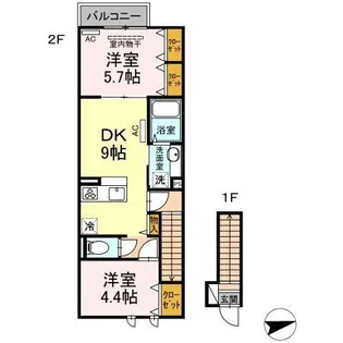 アンジュール等々力【2階】の間取り