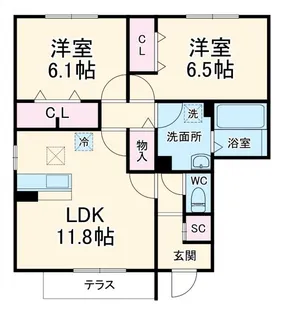 神奈川県秦野市曽屋【アパート】の間取り