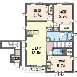 ドゥ ラ レーヌF【2階】の間取り