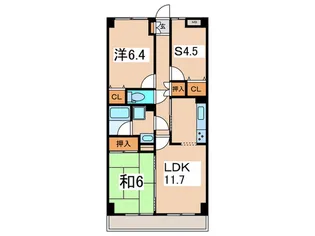 グリーンキャピタル大和【7階】の間取り