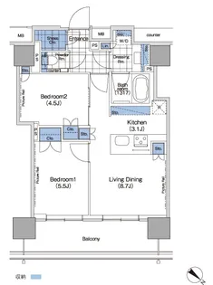 東京都港区赤坂2【マンション】の間取り