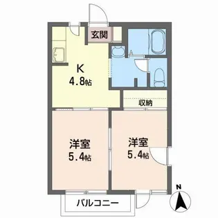 サニ-サイド・ホ-ムズ若葉【2階】の間取り