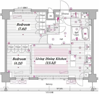 グランド・ガーラ白金高輪【12階】の間取り